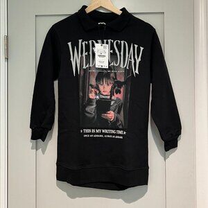 NWT Zara Girls Wednesday Sweatshirt Dress Sz 9-10